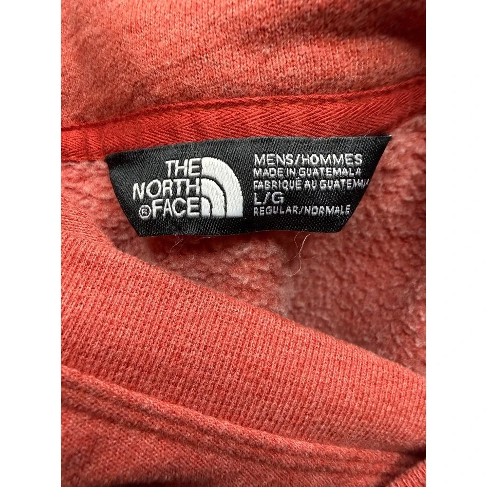 The North Face Hoodie Mens Red Orange Embroidered Logo Pullover Large